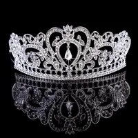 Real Image Women Silver Gold Crystal Headpieces Water Drop Crown Tiaras Hairwear Wedding Bridesmaid Party Bridal Jewelry Accessories