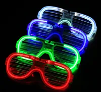 Мода светодиодные очки мигающие жалюзи форма очки светодиодные вспышки очки Солнцезащитные очки танцы вечеринок фестиваль украшения E1680305