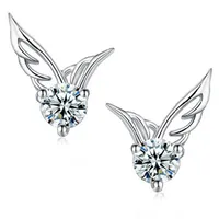 Angel Wings Earring Women Party Stud Stud 925 Sterling Silver Orecchino Casual Brand Crystal Retro Orecchini di vendita calda di alta qualità di alta qualità