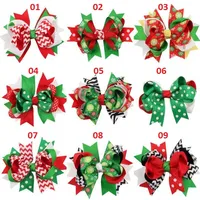 New Style Christmas Pattern Hair Bows With Clips For Girl Kids Boutique Hair Bow With Alligator Clip