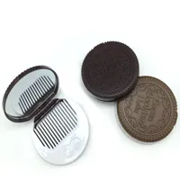 Mini لطيف الكاكاو ملفات تعريف الارتباط مرآة الجيب المحمولة شوكولاتة ساندويتش أدوات المكياج البلاستيكية الوجه مرايا مضغوطة