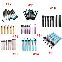Yrke 10st Trähandtag Syntetisk Fiber Precision Kabuki Foundation Kosmetiska verktyg Makeupborstar i multicolor Alternativ Drop Ship