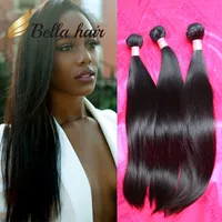 Bella Hair®11A Foodest Бразильский пакет для волос девственника 3шт / лот двойной утоплений шелковые перуанские прямые волосы плетеные сырые индийские человеческие волосы