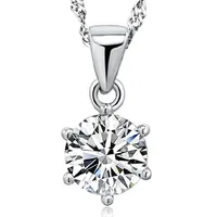 925 itens de colar de prata esterlina jóias de cristal 6 garra declaração de pingente de diamante colares encantos frete grátis
