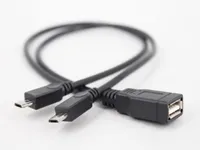 Hot sale 1 USB Female to 2 Micro usb male Splitter data Charge cable For Samsung NOTE 3 android smart phones
