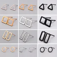 New Fashion 3 Colors Punk Simple Geometry Stud Earrings Minimalist Rectangles & Triangle & Round Ear Stud Lovely Gift Alloy Cheap Jewelry