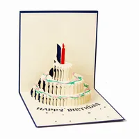 Happy Birthday Blessing Creative Kirigami 3D Pop UP Gift Greeting Cards With Envelope Folding Paper Art Carving