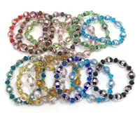 Brand new fashion jewelry bracelets 28pcs per lot mix colors glass and crystal beads adjustable bracelets drop shipping