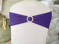 100 PCS DHL FREE SHIPPING fini violet foncé bord spandex lycra chaise bandes élastique chaise sash avec boucle pour le mariage