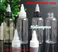 Husdjur plast 60 ml näbb ejuice e flytande tomma flaskor 60 ml klar essentilolja flaskor 60 ml skruv twist cap flaskor gratis frakt