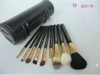 Free Shipping!New 9pcs brsuh Set leather pouch Makeup Brush(1pcs/lot)