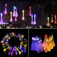 LED Water Drop Solar Powered Light Halloween Christmas Decorations 30 Lights Home Outdoor Garden Patio Party Holiday Supplies WX9-36