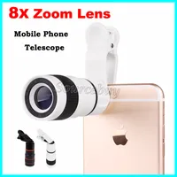 Mobiltelefon Teleskop 8x Zoomlins Förstoring Förstoringsglas Optisk Telefoto-kameralin för iPhone Samsung Galaxy HTC Retail Package DHL