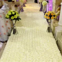 33 피트 긴 55 인치 넓은 우유 흰색 결혼식 센터 피스 장식 촬영을위한 3D 장미 꽃잎 통로 통로 러너 카펫