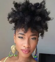 Afro Kinky Curly DrawString Ponytail Extension Clip Cluly Hairブラジルのバージンヘアクリップ100％本物の髪PONY TAIL拡張