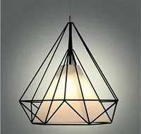 현대 블랙 Birdcage 펜던트 조명 철제 미니멀리스트 레트로 빛 스칸디나비아 로프트 피라미드 램프 금속 케이지 LED 전구