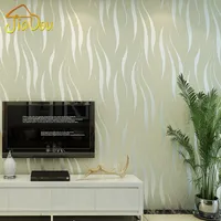 Wholesale- Environmental Pollution Protection Non-woven Wallpaper 3D Wave Stripe Flocking Embossed Removable Mica Wall Paper Mural 0.53*10M