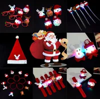 Verschillende Kerstmisdecoratie LED Santa Claus Hoed Braid Broche Armband Circle Elk Snowman Hair Bands Bril