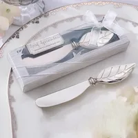 wedding favors gifts party &quot;spread the love&quot; stainless steel maple leaf butter knife spreader souvenirs box packing