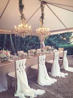 2018ロマンチックな結婚式の椅子サッシホワイトアイボリーのお祝いの誕生日パーティーイベントChiavariチェアの装飾の結婚式の椅子サッシ弓200 * 65 cm