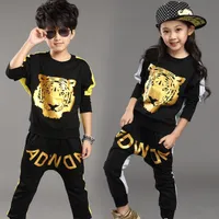 Set di abbigliamento da ragazza per ragazzi con stampa Tiger 2019 2019 New Fashion Brand Sport Suit Felpe Harem Pants Kids Hip Hop Clothing 3 Colors