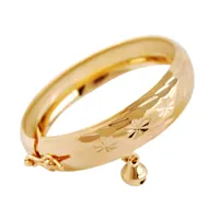 Fashion Baby Bangle Jewelry Hotsale 18K Yellow Gold Plated Flower Bell Bracelet Bangle for Baby Little Kids Nice Gift