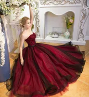 Black And Red Gothic A-line Wedding Dresses Strapless Sparkly Bead Non White Vintage Colorful Wedding Gowns Robe De Mariee