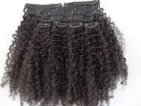 estensioni dei capelli umani vergini mongoli con allacciatura panno 9 pezzi con 18 clip clip in capelli crespi capelli ricci di colore marrone scuro nero naturale