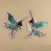 Järn på fläckar DIY Sequined Patch Sticker för Kläder Kläder Tyg Badges Sy Glänsande Glitter Fly Bird Green Golden etc