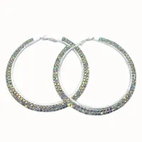 Rhinestone Cristal Grande Brincos Ab Strass Round Circle Brincos Delicate Big Hoops Moda jóias para mulheres