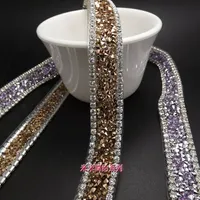 8 colors New Products 1.5cm Topaz fashion Crystal Clear Rhinestone trim bridal applique Lace Trim yard