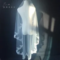 Velo novia largo 1.5 Meters One Layer White Ivory Bridal Veils Appliqued Edge Cheap Weddng Veils Wedding Accessories
