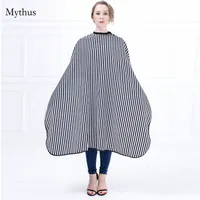 New Arrival Elegant Lady Hairdressing Cape Black And White Strip Hair Cutting Cape Gown Adjustable Neck Button Salon Cape