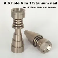 Universal Titanium nail 6 in 1 Domeless Titanium Nails 10/14/18mm Female And Male Titanium Dabber