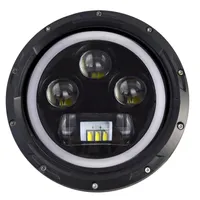 CarBest 7 Inch Round Cree LED Headlights White Halo Ring Angel Eyes+Amber Turning Signal Lights For Jeep Wrangler 7060#
