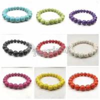 I braccialetti elastici del turchese di modo 10mm 9 colori per scelgono il regalo di promozione di lunghezza 7.5 "18pcs comerciano