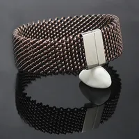 22mm breit Woven Mesh Armbänder Edelstahl Ketten Silber Farbe Metall Armband Armreif für Frauen Schmuck Armband