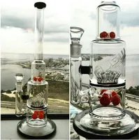 Beste Jm Flow Bongs Rot Becherglas Perc Glas Bubbler Große Bongs mit Aschfänger Starke Hohe Recycler Ölplattformen
