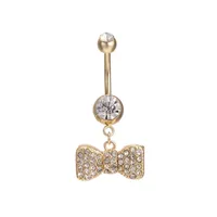 Sexy Dangle Belly Bars Belly Botton Button Bottes Belly Piercing Cz Cristal Bowknot Bijoux Corps pour Sexy Damesfree Shipping