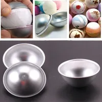 Varm Försäljning 20st / Set 3D Aluminium Alloy Ball Sphere Bath Bomb Mold Cake Puddings Pan Tin Bakning Bakverk 3 Storlek