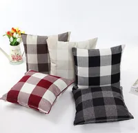 Classic large lattice pillowcase Natural linen decorative pillow case Living room bed office cushion cover 45*45cm