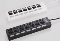 LED-Licht 7Ports 7 Ports Hi-Speed-USB 2.0 High-Speed-Hub-Ladegerät AC-Netzteil Tap Splitter mit On Off-Taste