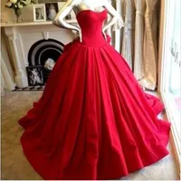 Vestido de compromiso Abito Cerimonia Donna Sera 2019 Sweetheart Red Princess Bola Vestidos de noche Vestidos de fiesta baratos