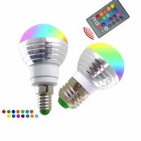 LED 3W RGBグローブ電球16色RGB電球アルミ85-265VワイヤレスリモコンE27調光対応RGBライト色変更LED電球