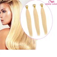 Lyxig blond 613 Färg Remy Hair Wefts Bundlar Brasilianska Indiska Human Hair Weave Silk Straight Färgad Färgbar Gratis DHL