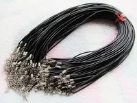 2 millimetri 16-18inches Collana regolabile Genuine Leather Cord Rope String, 1.8inch Extender Catena, 12mmx7mm catenaccio, Gioielli fai da te che borda cavo