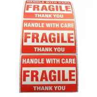 500pcs Packing Warning Stikcer FRAGILE Handle With Care With THANK YOU Shipping Label Sticker 1 Roll 2x3 Inches ( 51 X 76mm )