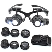 Sıcak 10X 15X 20X 25X Büyüteç Çift LED Işıkları Gözlük Lens Büyüteç Büyüteç Kuyumcu İzle Onarım Araçları