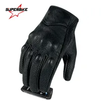 Motorcycle Gloves Touch Screen Genuine Goatskin Leather Electric Bike Glove For Men Man Cycling Full Finger Motorbike Moto Bicycle Motocross Luvas Black S M L XL XXL