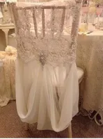 Enlace para la cubierta de la silla romántica hermosa hermosa barata de chifón de encaje de imagen real faja de sillas de boda coloridas suministros A01